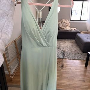 Azazie Dusty Sage Skye bridesmaid dress